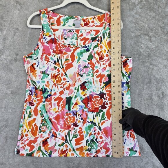 Chico's Tank Top Womens Medium Multicolor Floral Rayon Spandex Sleeveless Casual - Picture 6 of 9